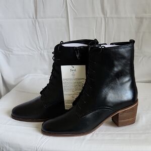 Amazon Find Women's Black Sheepskin Lace-Up Zipper Boots Size EU 40 US 9